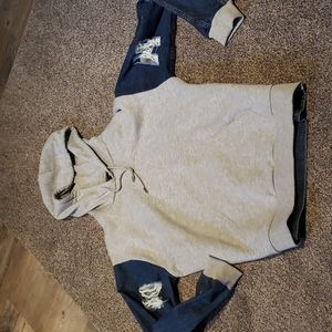 Cotton and denim hoodie